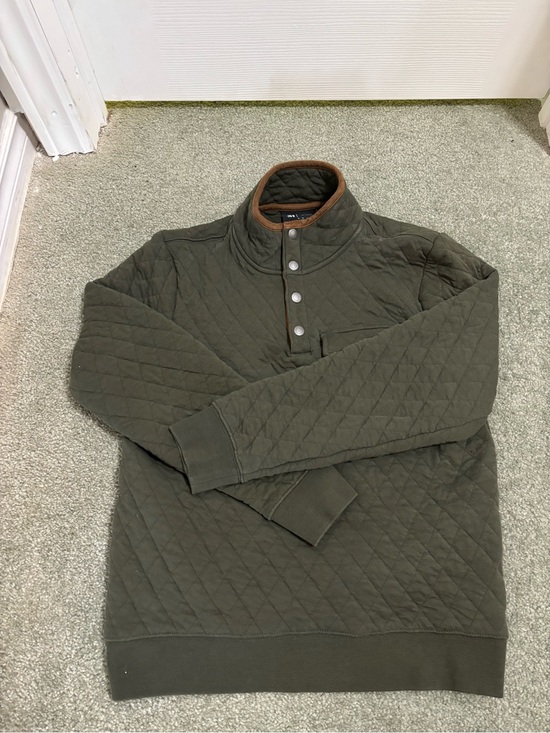 Simons Other - Simons Quilted Olive Green Snap-Front Pullover Hoodie